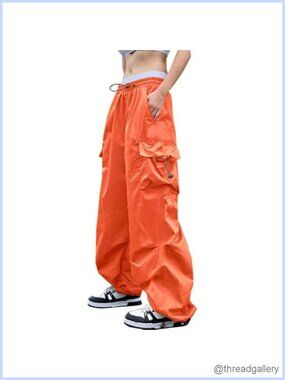 Women's Baggy Parachute Cargo Pants Loose Fit Y2K Streetwear